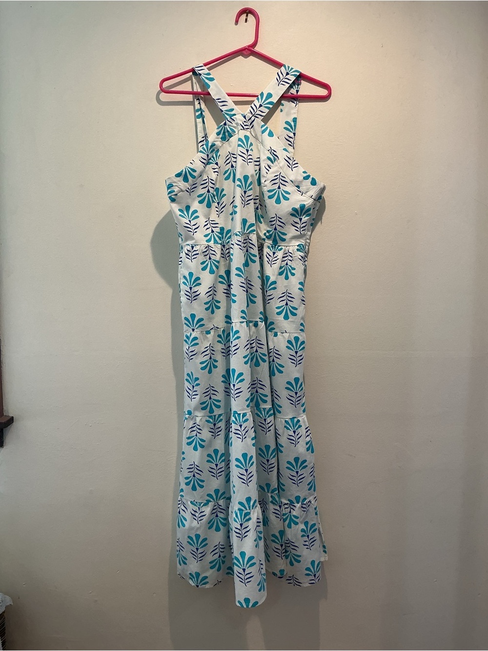 J.Crew Block-Print Botanical Tiered Maxi Dress - Size 14